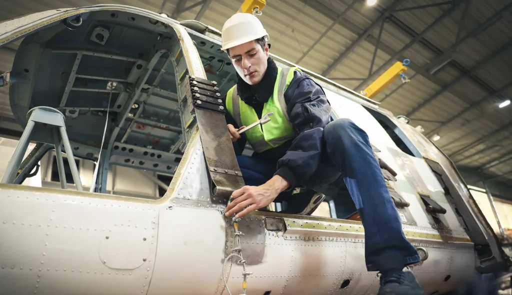 the work process at the helicopter manufacturer
