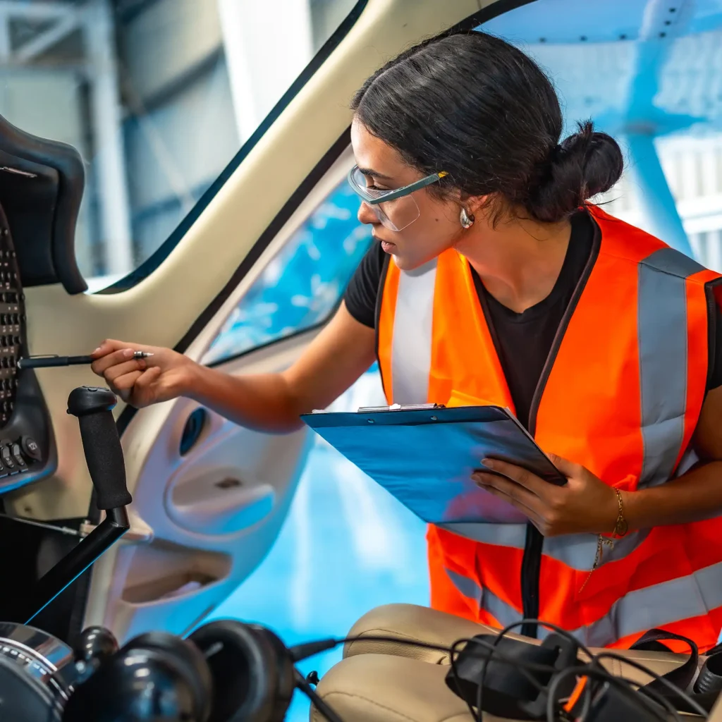 inspecting cockpit
