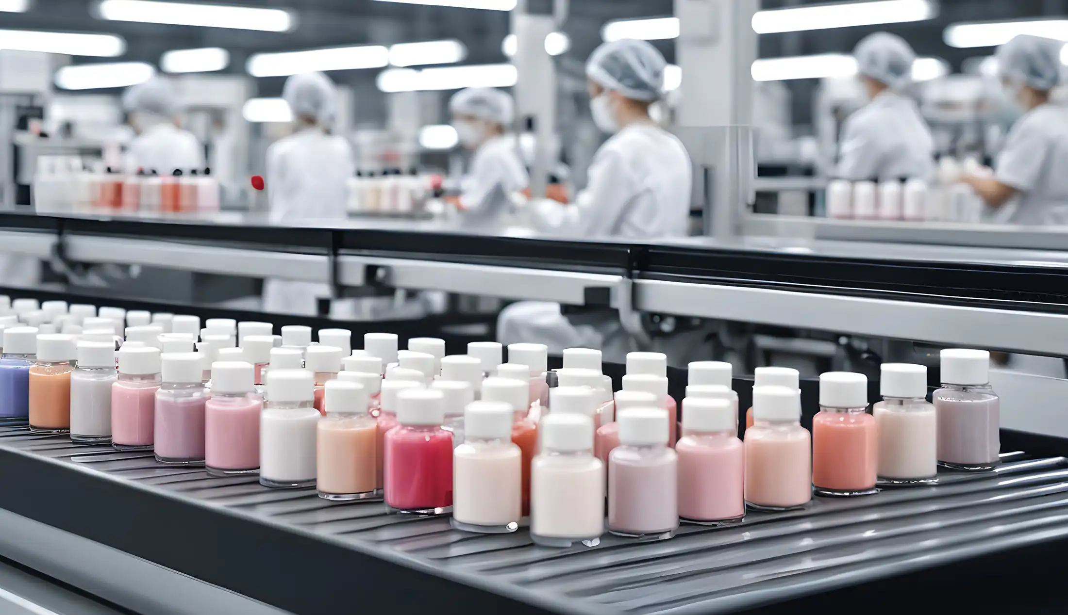 A cosmetic factory with workers
